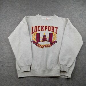 Vintage Dodger‎ Sweatshirt Mens XL Gray Stripe Lockport Porters Fleece USA